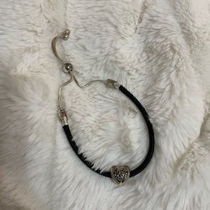 Pandora Black Leather Slider Bracelet with Charm